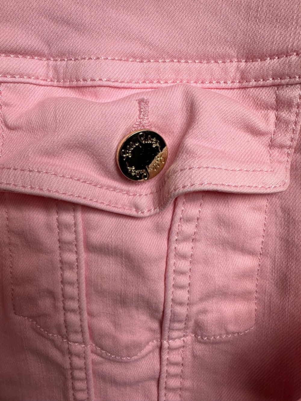 Lilly Pulitzer Pastel Pink Laylani Denim Jacket - Gold Buttons Size Large - Picture 6 of 12